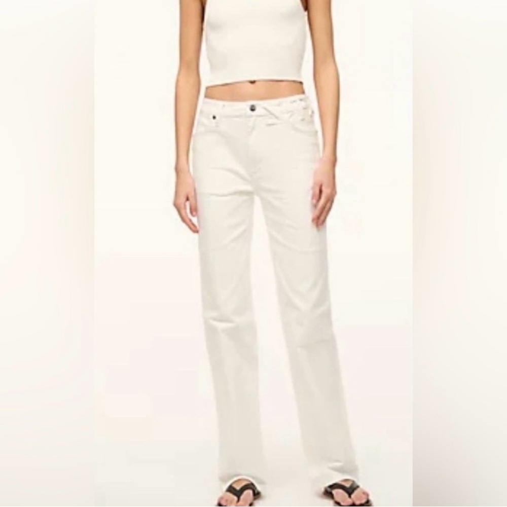 STAUD x WRANGLER Straight-Leg Jeans in White